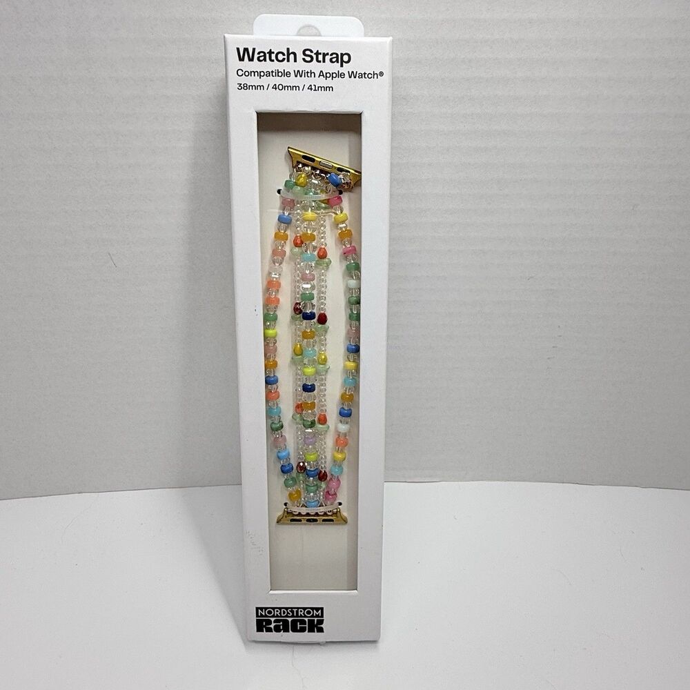 Nordstrom Rack 5 Strand Rainbow Beaded Apple Watch Strap 38mm/40mm/41mm New